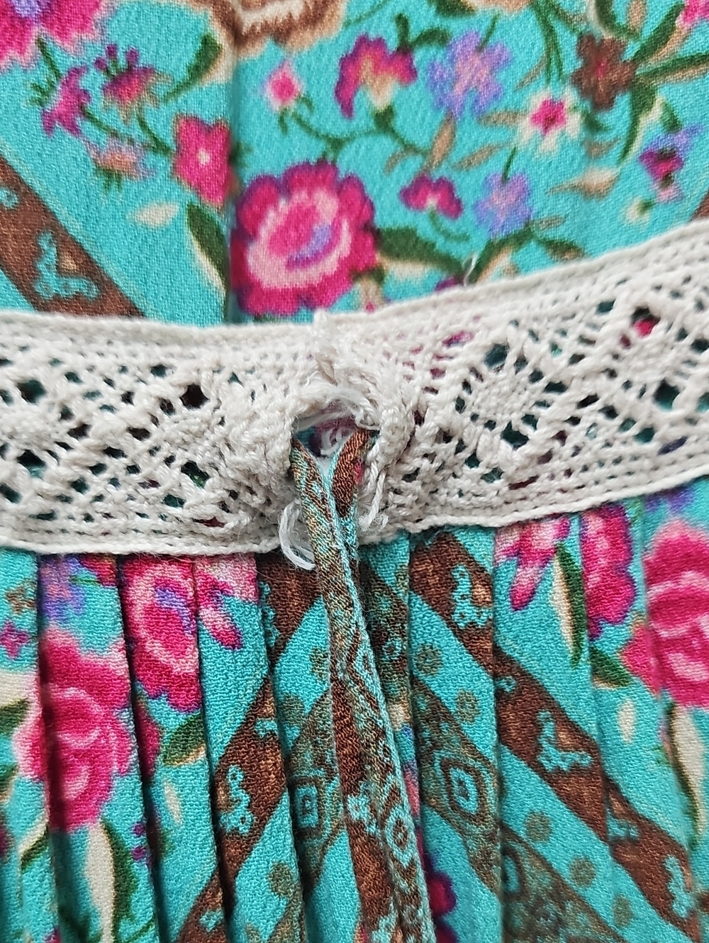 Spell Teal Floral Lace-Trim Maxi Dress - Picture 6 of 7